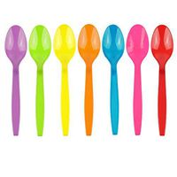 Heavyweight Plastic Spoons, Assorted 5 colors (w/textured handle) - 1000 count
