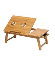 Captolife Wooden Laptop Table | Foldable | Adjustable Size Up and Down | Space for Laptop Fan Heat Pass | Small Drawer | Adjustable Elevation with Stopper for Laptop and Books (Color: Light Brown)