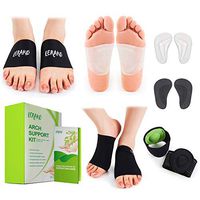 Plantar Fasciitis Arch Support Kit-12pcs-Compression Arch Sleeves, Arch Braces, Silicone & Cushioned Arch Supports & Free Insoles, Fast Pain Relief & All Day Comfort, Sizes for Men & Women (Large)