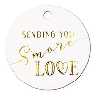 Summer-Ray 50pcs Gold Foil Hot Stamping Sending You S'More Love Wedding Favor Gift Tags (Pure White, Round)