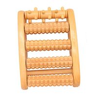QTT Single Nail Five-Row Foot Roller Massager, Wooden Massager with Non-Slip Pad（5 Pcs ）