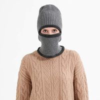 Theoylos Women's and Men's Knitted Hats Winter Warm Beanie Hat Solid Color Plus Velvet Ski Cap +Scarf Two Piece Set Gray