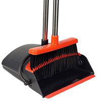 Broom and Dustpan Set Upright by Epikliving -EASY TO USE- Standing Dustpan with Long Handle Extendable -Self Cleaning Broom with Soft Bristles for Clean Sweep- Great for Home Kitchen Lobby or Outdoors