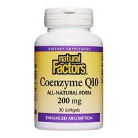 Natural Factors, Coenzyme Q10 200mg, CoQ10 Supplement for Energy, Heart and Antioxidant Support, Gluten Free, 30 softgels (30 Servings)
