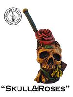 Handmade Tobacco Pipe Art Collectible Smoke functional "Skulls&Roses" Collection