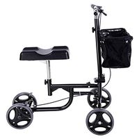Steerable Knee Walker Scooter Disabled Elderly Alternative Walking Stick/Crutches Knee Single-Legged Bicycle Assisted Walking Four-Wheeled Walker Black