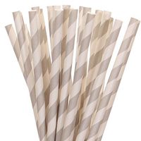 Grey Striped Paper Straws (50)