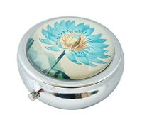 Halulu Blue Lotus Custom Fashion Round Glass Pill Case 2.1 Inch Tablet Holder Storage Bag Wallet