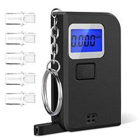 GreenOrganic Alcohol Tester, Professional Alcohol Tester Mini Portable Keychain Alcohol Tester Breathalyzer Digital Breathing Detector Keyring with 5 Replaceable Mouthpieces