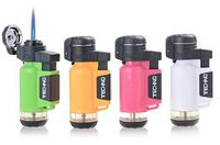 Techno Torch 4-Pack Mini lighters - Single Torch Jet Flame, Windproof, Neon Color - Butane Refillable, Perfect for Cigar, Cigarette, Random Colors, Easy to Carry
