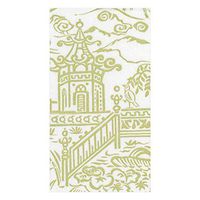 Caspari Pagoda Toile Paper Linen Guest Towel Napkins in Green, Pack of 12