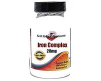 Iron Complex 28mg * 200 Capsules 100% Natural - by EarhNaturalSupplements