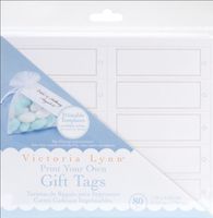 Darice VL296 Printable Square Gift Tag with Pearl Accent, 80 Per Pack, White/Silver