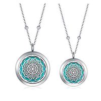 CF100 25+30MM Aromatherapy Necklaces Set for 2, 316L Stainless Steel Essential Oil Diffuser Necklace with Chain + Pads for Couples (12-Petal-Flower 25+30)