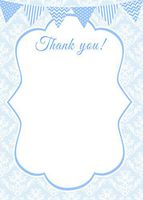 30 Thank You Cards Blue White Polka Dots Stripes Chevron Zig Zag Vintage Damask Design Baby Shower Birthday Party + 30 White Envelopes