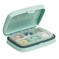 Bidear Compact Pill Case Moisture Proof Travel Medicine Vitamin Organizer Box Portable Pill Dispenser Small Pocket Pill Holder Daily Pill Container for Supplements (Green, 6 Compartments)
