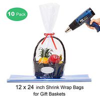 LazyMe Clear Basket Cellophane Bags PVC Heat Shrink Wrap Bags for Gift and Easter Basket, 12x24 inch (10 pcs)