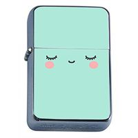 Cute Green Smile Flip Top Dual Torch Em1 Smoking Cigarette Silver Refillable Dual Flame