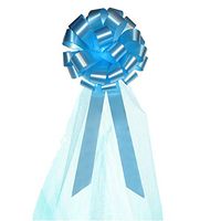 Baby Blue Wedding Pull Bows with Tulle Tails - 8" Wide, Set of 6, Easter, Birthday, Decoration, Baby Shower