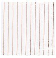 Rose Gold Napkins - 50-Pack Disposable Luncheon Napkins, Rose Gold Foil Stripes, 3-Ply Paper Napkins, Cocktail, Bridal Shower, Birthday, Wedding Party Supplies, Folded 6.5 x 6.5 Inches