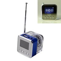 LuckyTECH Rechargeable Digital Mini LED Travel Pocket Speaker Clock FM Radio MP3 Player and Micro SD Slot
