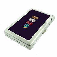Everything Will Be Okay Em1 Hip Silver Cigarette Case With Built In Lighter 4.75" X 2.75" Id Holder Metal Wallet RFID Protection