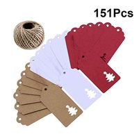 Heallily 151PCS Christmas Kraft Paper Tags Hollow Christmas Tree Snowflake Reindeer Writable Tags Mini Wish Tags for Christmas Wedding Birthday Party Favor with 30M Twine