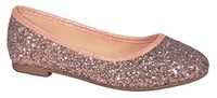 Metallic Pink Glitter Elegant Wide Lightweight Ballet Slip On Zapatos Bonitos para Nina Comfortable Cute Wedding Dress Up Shoe for Girl Youth Kid Children (Size 9, Pink)