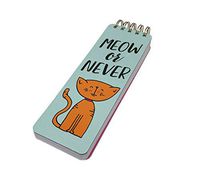 Meow or Never Cute Orange Cat Top Spiral Bound Lined Novelty Note Pad
