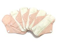 6 Bamboo Mama Cloths/Menstrual Pads/Reusable & Water Resistant Sanitary Pads/Panty Liners (Regular, Pale Orange - 6)