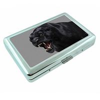 Black Panther Big Cat Animal S2 Silver Cigarette Case Metal Wallet Id Holder King & 100's 4" X 2.75" RFID Protection