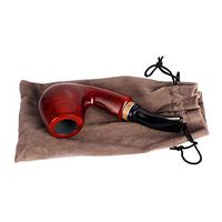 AOHMG Smoking Tobacco Pipes with Tobacco Pouch, 5' Handmade Red Ebony 9mm Filter Tobacco Pipes, Gift for Men Husband Dad