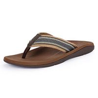 SESSOM&CO Men's Arch Support Flip-Flops Outdoor Sandals Orthotics for Plantar Fasciitis & Flat Feet (Brown EUR 43)