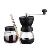 YWT Manual Coffee Grinder, Tapered Ceramic Burr, Adjustable Precision Hand Brewing, Quiet Grinding, Stainless Steel Handle and Silicone Cover, Black