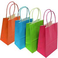 Gift Expressions 24CT Small NEON Biodegradable, Food Safe Ink & Paper, Premium Quality Paper (Sturdy & Thicker), Kraft Bag with Colored Sturdy Handle (Small, Neon)