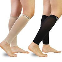 Compression Calf Sleeves (20-30mmHg) for Men & Women- Leg Compression Socks for Shin Splint,Running,Medical, Travel, Nursing (Black+Nude, Medium)