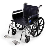Medline Excel Extra-Wide Wheelchair, 20" Wide Seat, Full-Length Arms, Swing Away Footrests, Chrome Frame