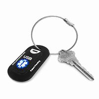 USB Medical Alert Key Ring - Black