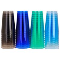 Multicolored Plastic Cups 48 Count, Disposable Water Tumblers in 4 Coastal Colors, BPA FREE Drinking Cups 12 Oz for Cater Parties