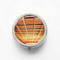 RhyNSky Instruments Guitar Fretboard Pattern Mini Portable Pocket Purse Pill Box Case Pillbox, 3 Compartments, Silvery, 15