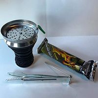 Mystique Set of Essentials 2: Hookah Tongs + Silicone Bowl Charcoal Holder + Golden Deezer Quick Light Charcoal Coals, 33 mm,10 Count
