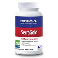 Enzymedica, SerraGold, Enzyme Supplement to Support Cardiovascular, Sinus and Immune Health, Includes Serrapeptase, Vegan, 120 Capsules (120 Servings) (FFP)