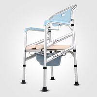 SunHai Folding Commode Chair with Padded Toilet Seat Bathroom Anti-Slip Adjustable Height Bathroom Shower Stool Elderly Person/Pregnant Woman/Handicapped Person Potty Chair (Color : White)