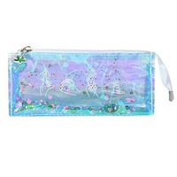 Transparent Student Pencil Pen Case Cosmetic Pouch Pocket Brush Holder Makeup Bag for Students/Adults (D)