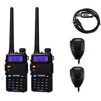BaoFeng 2 Pack Uv-5Rtp Tri-Power 8/4/1W Two-Way Radio Transceiver (Uv-5R Upgraded Version with Tri-Power), Dual Band 136-174/400-520MHz True 8W High Power + 1 Programming Cable + 2 Remote Speakers