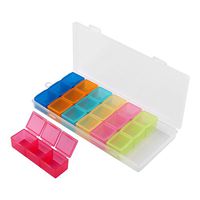 uxcell Pills Plastic 21 Slots Compartments Splitters Pill Box Assorted Color