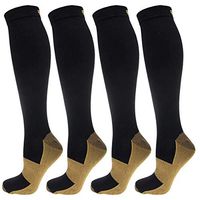 4 Pairs of Ontel Copper-Infused Anti-Fatigue Compression Knee-High Health Socks, For Men & Women Small Medium