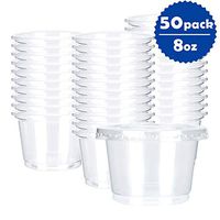 OTOR 8oz Hot/Cold Disposable Plastic Cups with Flat Lids - 50 Sets - Ice Cream Cups, Snack bowl, Take Away Food Container for Dessert Fast food Soup