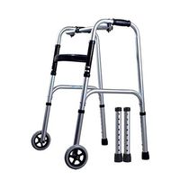 ZMYLOVE Compact Folding Walker with Wheels, Heavy Duty Folding Walker, Bariatric Walker with 4 Foot Tube for Seniors Wide Walker (Supports Up to 180Kg)