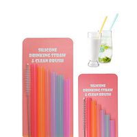 Reusable Silicone Straws, 12 Pcs, 9.5inch Flexible Color Straws Fit to 30&20 oz Tumbler Cups, Including 6 Wide Straws + 6 Thin Straws + 2 Cleaning Brushes, BPA-free